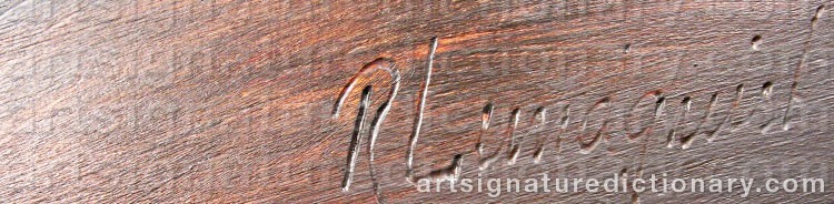 Authentic signature by R. LUNDQUIST on  artwork