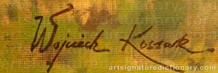 Authentic signature by Wojciech KOSSAK on Painting/Watercolour artwork