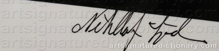 Authentic signature by Nils-Olof SJÖDÉN on  artwork