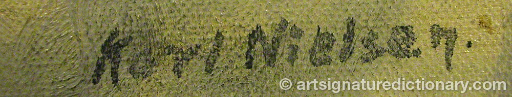 Authentic signature by Karl NIELSEN on  artwork