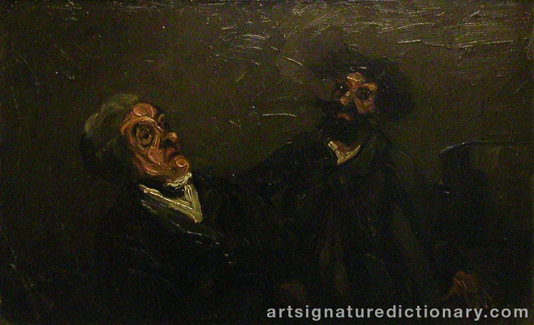 Close-up details showing Honoré DAUMIER signature forgery characteristics