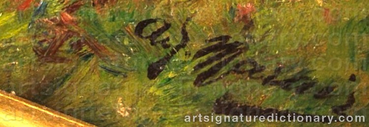 Authentic signature by Adolphe Charles MARAIS on  artwork