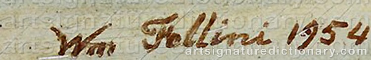 Authentic signature by William FELLINI on Painting/Watercolour artwork