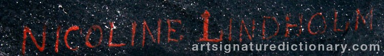 Authentic signature by Nicoline LINDHOLM on  artwork