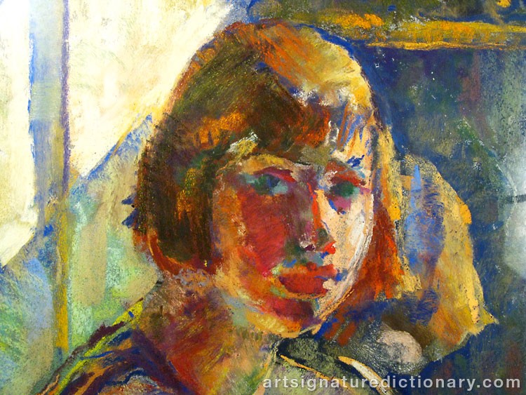 Close-up details showing Edvard MUNCH signature forgery characteristics