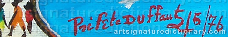 Authentic signature by Préfète DUFFAUT on  artwork