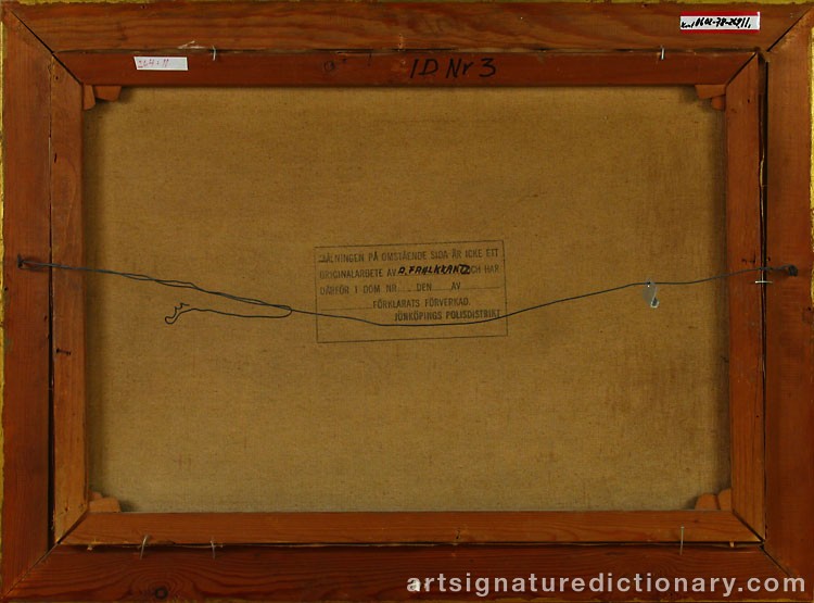 Close-up details showing Axel FAHLCRANTZ signature forgery characteristics