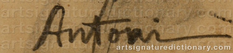 Authentic signature by Louis Ferdinand ANTONI on  artwork