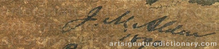 Authentic signature by James Madison ALDEN on artwork