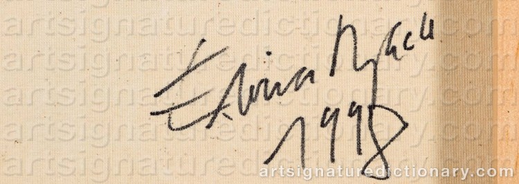 Authentic signature by Elvira BACH on artwork
