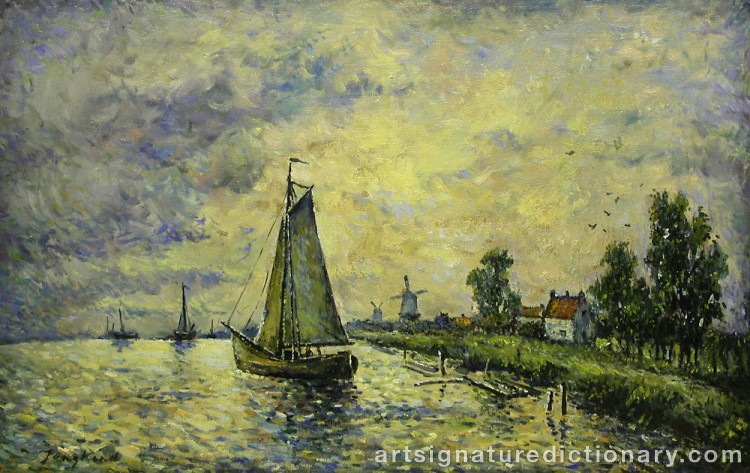 Close-up details showing Johan Barthold JONGKIND signature forgery characteristics