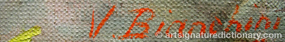 Authentic signature by V. BIANCHINI on  artwork