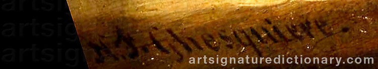 Authentic signature by Napoléon François GHESQUIERE on  artwork