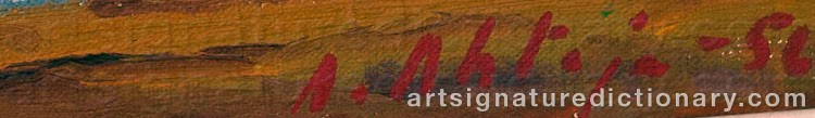 Authentic signature by Aarno AHTAJA on  artwork