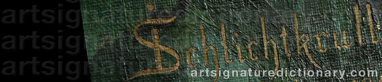 Authentic signature by Johan Christopher SCHLICHTKRULL on  artwork