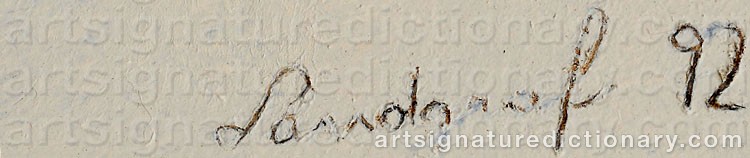 Authentic signature by Pavel LANDGRAF on artwork