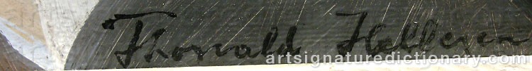 Authentic signature by Thorvald HELLESEN on  artwork