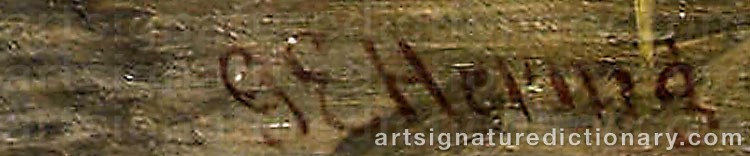 Authentic signature by George Edwards HERING on  artwork