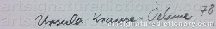 Authentic signature by Ursula KRAUSE-OEHME on  artwork