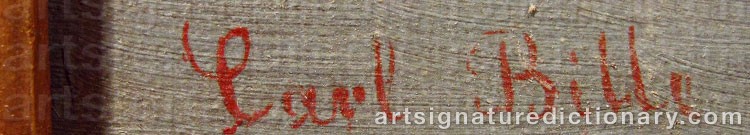 Authentic signature by Carl Ludwig BILLE on Painting/Watercolour artwork