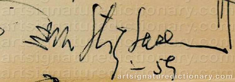 Authentic signature by Stig SASEN on artwork