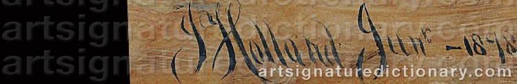 Authentic signature by John The Younger HOLLAND on  artwork