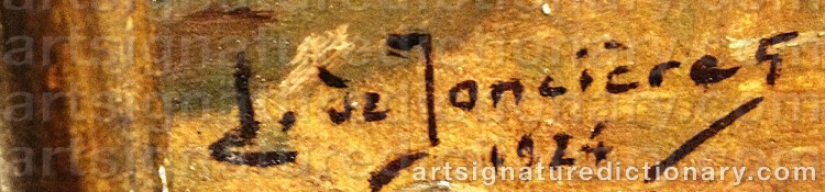 Authentic signature by Léonce Joseph V. De JONCIERES on  artwork