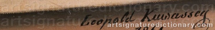 Authentic signature by Leopold KUWASSEG on  artwork