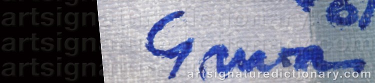 Authentic signature by Knut GRUVA on  artwork