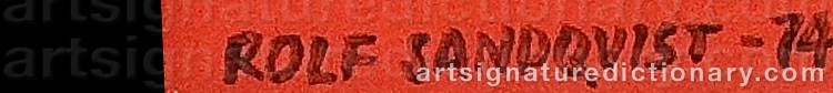 Authentic signature by Rolf SANDQVIST on  artwork