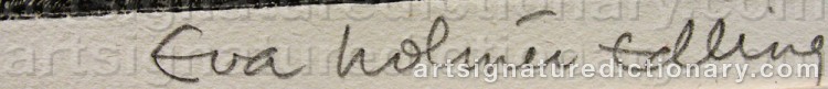 Authentic signature by Eva HOLMÉR EDLING on  artwork