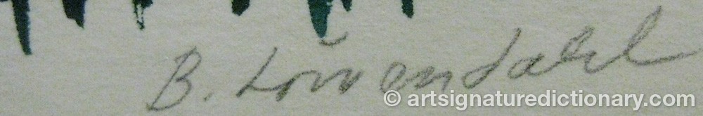 Authentic signature by B. LÖWENDAHL on  artwork