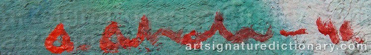 Authentic signature by Arvo AHOLA on artwork