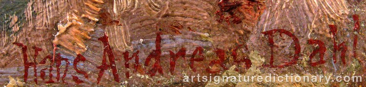 Authentic signature by Hans Andreas DAHL on artwork