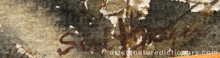 Authentic signature by Siri MEYER on Painting/Watercolour artwork