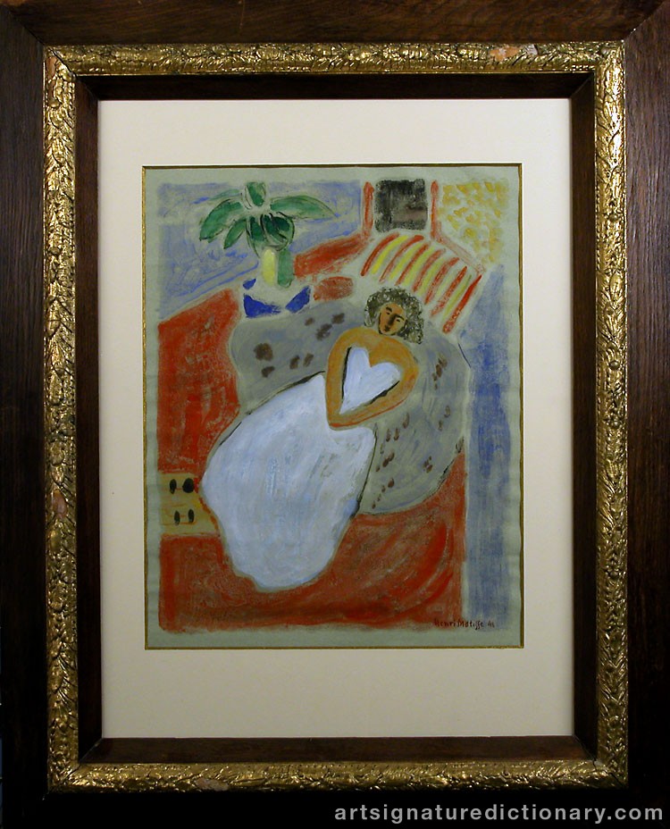 Close-up details showing Henri MATISSE signature forgery characteristics