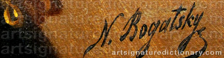 Authentic signature by Nikolai Timofeevich BOGATSKY on  artwork