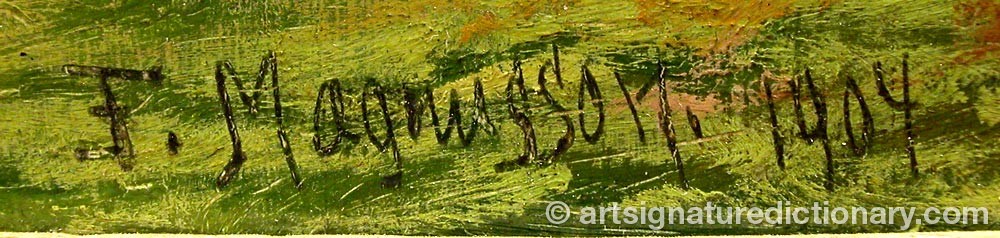 Authentic signature by Frithiof MAGNUSSON on  artwork