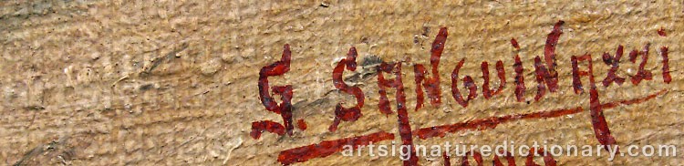 Authentic signature by G. SANGUINAZZI on  artwork