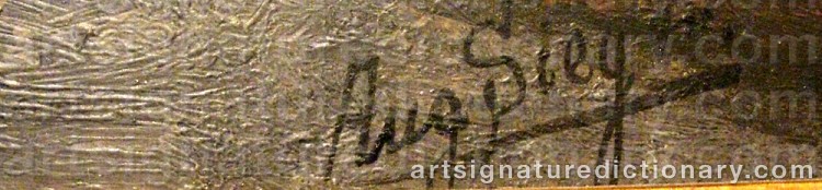 Authentic signature by August Von SIEGEN on artwork