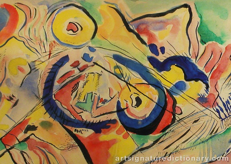 Close-up details showing Wassily KANDINSKY signature forgery characteristics