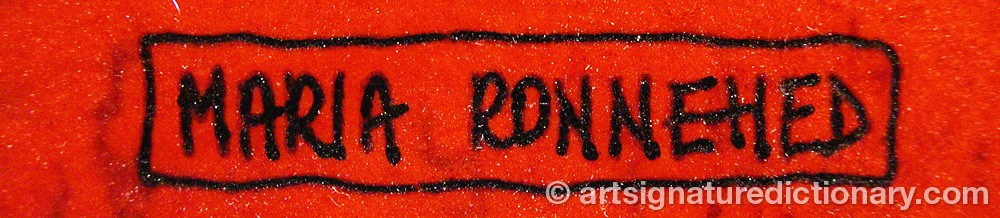 Authentic signature by Maria RONNEHED on artwork