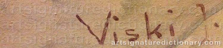 Authentic signature by János VISKI on  artwork