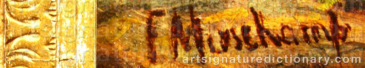 Authentic signature by Francis Sydney MUSCHAMP on  artwork