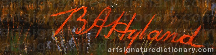 Authentic signature by Benedict A HYLAND on  artwork