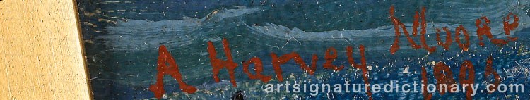 Authentic signature by A. Harvey MOORE on artwork