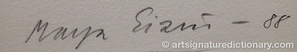 Authentic signature by Maya EIZÉN on  artwork
