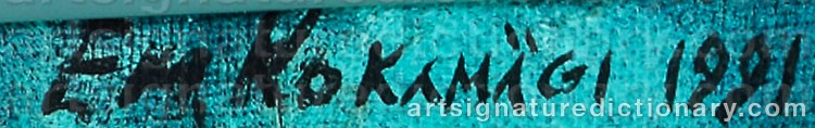 Authentic signature by Epp Maria KOKAMÄGI on artwork