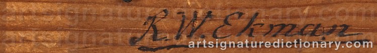 Authentic signature by Robert Wilhelm EKMAN on artwork
