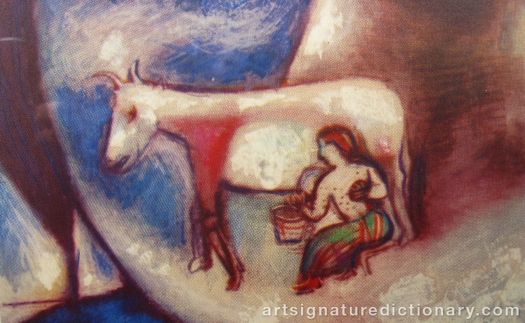 Close-up details showing Marc CHAGALL signature forgery characteristics